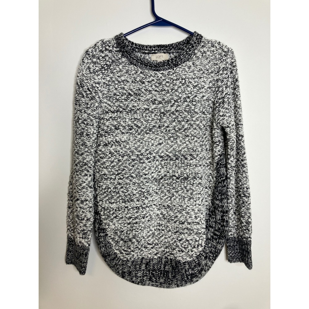 Loft Outlet Sweater Womens Small Black White Excellent Marled Knit Pullover